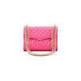 Neon Pink Designer Inspired Genuine Leather Handbag / Uniqlo Bag With Chain Strap thumbnail-1