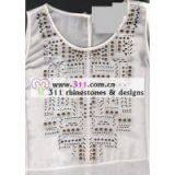 311 Copper Studs Neckline Hot-fix Heat Transfer Rhinestone Motif Design 1