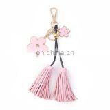 Creative Pendant Five Petal Flower PU Leather Fringed Keychain Bag Pendant Ornaments thumbnail-5