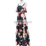 LAITE D2147 Elegant Floral Printed Dresses Women Halter Sleeveless Casual Dresses thumbnail-4