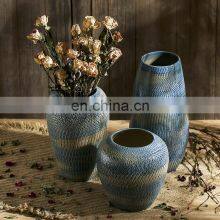 Wholesale Handmade Brilliant Blue Vase Decoration Creative Table Tall Ceramic Flower Vase thumbnail-1