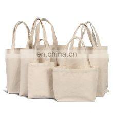 Wholesale Eco-friendly Portable Reusable Large Capacity Fashion Natural Cotton Shopping Canvas Bags With Custom Printed Logo