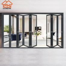 HMK-FD New Style Sound Insulated Patio Sliding Bi Folding Thermal Break Aluminum Glass Folding Doors Interior