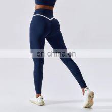 Contrasting Color Scrunch Butt Lift Yoga Leggings Wholesale High Waist Sports Workout Pants thumbnail-5