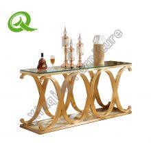 Modern Stainless Steel Console Table Black GlassTop Rectangle Table for Home Hotel thumbnail-2