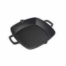 Griddle Pans Pre-Seasoned Cast Iron Square Grill Pan With Double Loop Handles for Grill Steak and Veggies Black 10 Inches