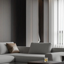 Hangmei Arc Grille Solid Wood Wall Panel - Hangmei Grille Rubber Wood Veneer Food Resin Wall Panel Large Board thumbnail-3