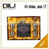 7oz Stainless Steel Whisky Leather Wrap Hip Flask Drinking Gifts Set