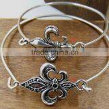 OEM Antique Silver Men Women Fleur De Lis Charm Bracelets Bangles