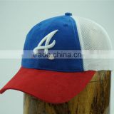 suede fabric embroidery logo mesh hat