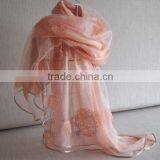 Fashion Double-layer Nest Embroidery & Sequins Organza Silk Scarf thumbnail-1