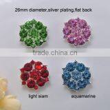 (M0268-pink) 26mm Diameter Rhinestone Metal Embellishment,flat Back,4 Colors for Choose