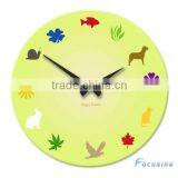 round shape art tempered glass wall clock