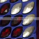 Best-selling siam color marquise shape 17*32mm glass stone.Factory price synthetic stone for decoration