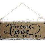 Wooden Home Sign Handmade Customized Burlap Printing thumbnail-3