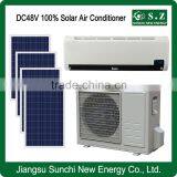 working 10hours, 18 hours SUNCHI 100% solar air conditioner DC48V off grid 12000BTU