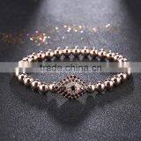 Famous Brand Men Jewelry 4mm Round Bead Micro Pave CZ Turkey Eye Connector Men Macrame Bracelet