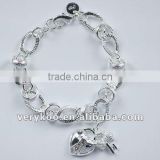 Fashion Silver Plated Lock&key Charm Bracelets FCA-15059