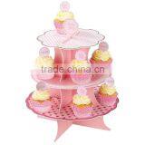 NEW 3 tier pink and mix cake stand, birthday, hen party,Lovely vitage look, great for summer garden parties