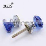 2 1/6 Inch Light Blue Octagon Shape Polished Chrome Interior Glass Door Handles