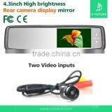 4.3 inch 2 video input rearview mirror with car parking sensor