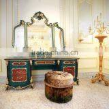 Neo-Classic French Style Peacock Green Bedroom Furniture Wooden Carving Dressing Table/ Antique Palace Dresser Makeup Table thumbnail-1