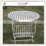 POWERLON Wrought Iron Antique White Metal Basket With Magazine Rack Outdoor Furniture thumbnail-2