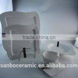 Porcelain Dinner Set, White Porcelain 16 PCS Dinner Set With Square Plate, Soup Plate and Coffee Cup thumbnail-1