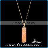 Gold Plated Retancgle Raw Agate Crystal Jewelry Druzy Geode Necklace thumbnail-5