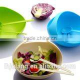 Useful Plastic Salad Bowl With Forks for Kitchen / Plastic Big Salad Bowl With Forks Set thumbnail-1