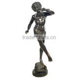 Garden Metal Fountain Sculpture Bronze Boy Playing Flute Statue for Sale thumbnail-2