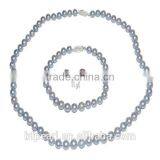 AA 6-7mm Silver Grey Round Freshwater Pearl Jewelry Set thumbnail-1