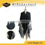 High Quality Fashion Design Women Cashmere Knit Ponchos Sweater thumbnail-3