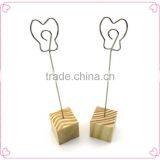 Popular Wooden Base Fish Shape Metal Wire Memo Clips