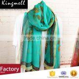 Green Digital Printed Silk Chiffon Shawl for Ladies in Spring and Summer thumbnail-3