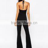 2015 China Factory OEM ODM Fashionable Customized Deep Plunge Neckline Jumpsuit With Metal Necklace thumbnail-2