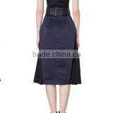 2015 Autumn Garment Direct Manufacturer Latest Fashion Unigue Design European Style Lady Long Pleated Skirt thumbnail-3