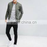 Best Price High Quality New Design Durable Ribbed Collar Cotton Spandex Grey Slim Fit Zip Opening Casual Men Plain Bomber Jacket thumbnail-4