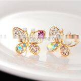 Girls Jewelry Pearls Butterfly Earrings,hollow Gold Stud Earring With Colorful Crystals thumbnail-2