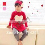 New Cute Kids Girls Clothes Set Suit Love Hair Hoop Long Sleeve Three-piece Dress 2 Colors 5 Sizes 16832 thumbnail-1
