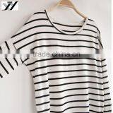 White Breton Striped Slouchy Oversized Tee T-shirt Long Top thumbnail-4