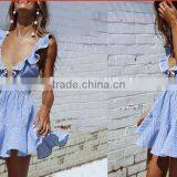 Deep V Neck Side Cross Sexy Dress Lady Fashion Summer Dresses Women Lady thumbnail-4