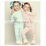 2015 Fashion Baby Winter Fall Chevron Pajamas Outfits Ruffles Clothing Set Gigle Moon Remake Sets thumbnail-1