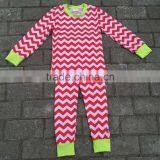 2015 Newest Wholesale China Long Sleeve Strip Christmas Red and Green Chevron Pajamas Kids thumbnail-1