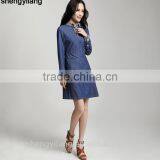 Formal Long Sleeve Denim Jeans A-line Luxury Dress thumbnail-3