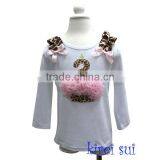 Brown Giraffe Light Pink 2nd Birthday Cupcake White Long Sleeves Tops 1-7Y thumbnail-1
