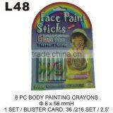 L48 8 PC BODY PAINTING CRAYONS thumbnail-1