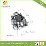 Punk Rock Hollow Out Jewelry Mens Ring Vintage Jewelry Finger Rings Luxury Black Resin Stones Retro Ring thumbnail-2