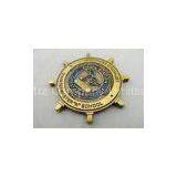 Double Sided Copper, Iron, Brass Quarterdeck Coin with Soft Enamel, Antique Gold Plating