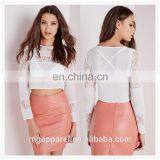 Hot Sale Elegant Women White Lace Fabric Long Sleeve Blouse Wholesale thumbnail-1